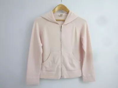 J. Jill Womens 8 Pink Long Sleeve Hooded 100% Cashmere Full Zip Cardigan Sweater • $64.99