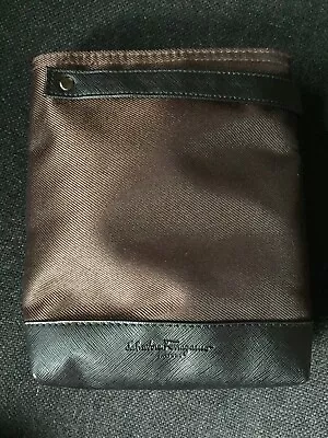 Salvatore Ferragamo Parfums X Singapore Airlines Cosmentic Bag Zip Brown Pouch • $40