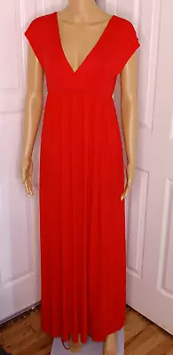 Womens Red Flowy Medium Beachy Soft Classic Modest Maxi Summer/Spring USA Dress • $23.95