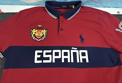 Polo Ralph Lauren Shirt Mens 2XL Red Polo Shirt Espana 10 Custom Fit Rugby Spain • $34.99