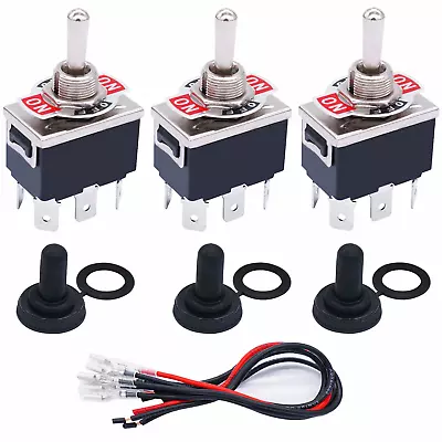 TWTADE 3 Pcs Momentary Heavy Duty Rocker Toggle Switch 6 Pin 3 Position DPDT 16A • $21.83