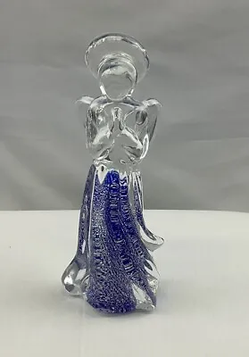 Murano Style Angel Figurine Cobalt Blue Vintage Hand Blown Art Glass 7-1/2” Tall • $29.99
