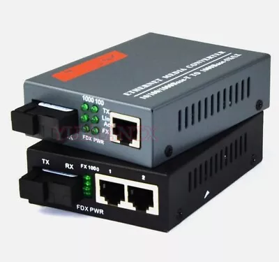 NEW Gigabit Fiber Optic Media Converter 1 CH*SC 2 CH*RJ45 Converter Transceiver • $43.07