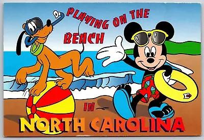 Mikey Mouse And Pluto  Playing On The Beach  North Carolina 6X4 In Postcard 6956 • $5.10