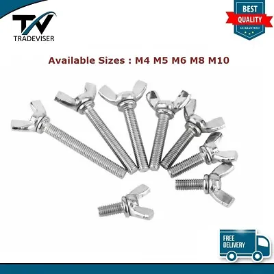 M4 M5 M6 M8 M10 A2 304 Stainless Steel Wing Bolts Nut Butterfly Screw DIN316 • £3.09