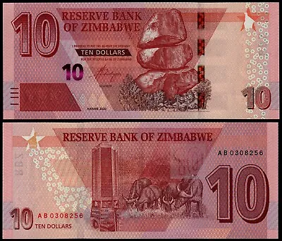 Zimbabwe 10 Dollars (p New) 2020 Unc • £1