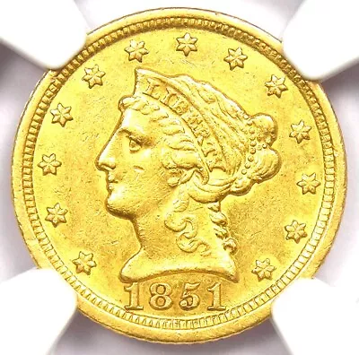 1851-D Liberty Gold Quarter Eagle $2.50 - NGC AU Details - Dahlonega Gold Coin! • $3738.25