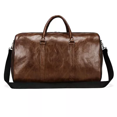 Mens PU Leather Duffle Weekend Bag Sports Travel Luggage Handbag Holdall • £9.99