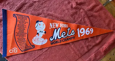 1969 New York Mets World Championship Banner With Roster Souvenir Sports Pennant • $143.10