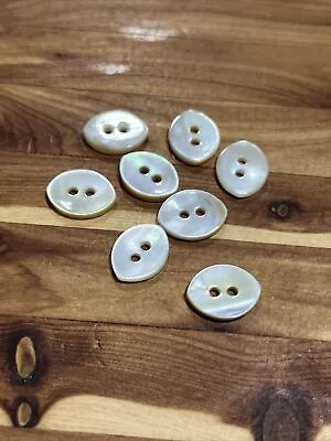 Antique 8 Ivory Mother Of Pearl Shell 1/2 Buttons Antique  Oval Shape • $12.50