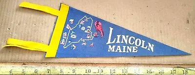 Vintage Lincoln Maine Felt Pennant 12  {cs895} • $48