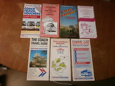 7 National Express Coaches Timetable Leaflets+Booklets 1981 To 1988 • £3.50