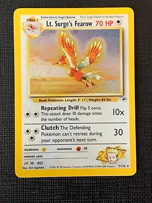 $20 • Buy Pokémon  Lt. Surge's Fearow Gym Heroes 7/132 Unlimited Holo Rare- Detailed Pics