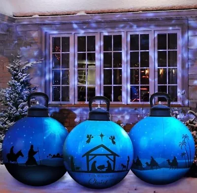 Jetec 3-Piece Outdoor Light-Up Inflatable Christmas Ball Decor With Remote - For • $33.25