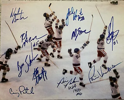 1980 Usa Olympic Hockey Gold Medal 10 Signed 8x10 Broten Verchota Eruzione • $185
