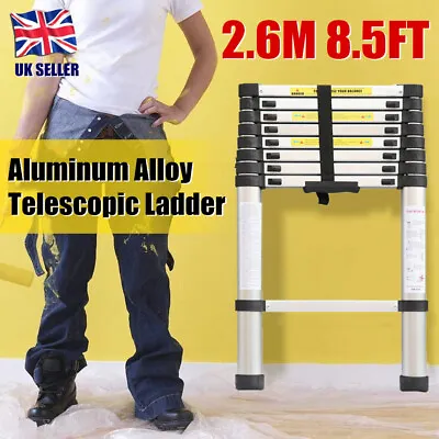 2.6M Aluminum Alloy Telescopic Ladder Multi-Function Portable Ladder UK • £44.97