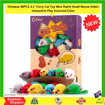 $20.70 • Buy 36PCS 4.1'' Furry Cat Toy Mice Rattle Small Mouse Kitten Interactive Play AU NEW