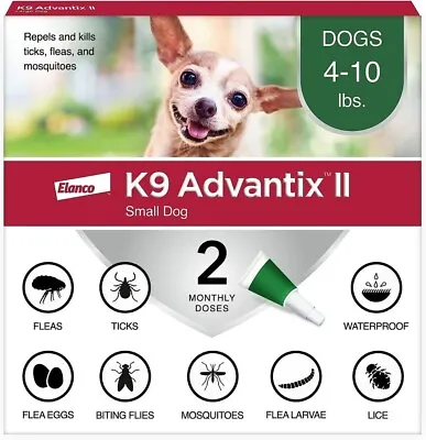 K9 Advantix II Flea & Tick Prevention For Small Dogs 4-10 Lbs 2 Doses #0556 • $30