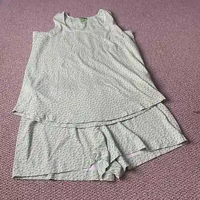 Vera Bradley Womens 2-Pc Sleepwear Set Size XL Green Polka Dots Tank Shorts  • $15