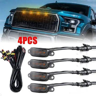 $12.99 • Buy Raptor Style Smoked Lens Amber LED Front Grille Running Lights For Ford F150
