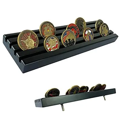 Military Challenge Coin Display Holder Wood4 Row Challenge Coin Stand Case H... • $24.77