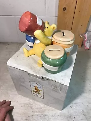 Winnie The Pooh Ceramic Coin Bank Pooh And Honey Pots Michel Company • $37