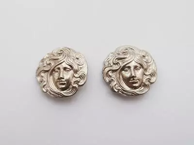 £17.50 • Buy BN Vintage 1980's Silver-Tone Metal, 'Medusa' Button Clip-On Earrings