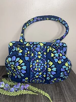 VERA BRADLEY Frame Bag Retired Pattern INDIGO POP Magnetic Handbag Purse ~ EUC • $23.88