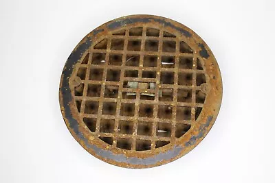 Antique Vintage 8 3/8  Round Cast Iron Metal Floor Grate Heating Vent Register • $44.99