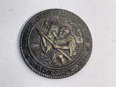 Vintage St Christopher Medal Large Button Repousse Rare • $99.99