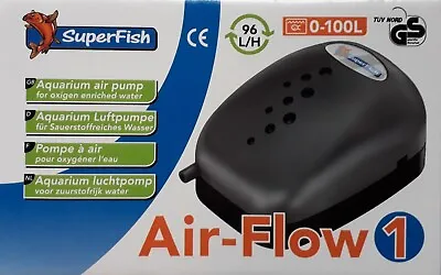 £13.99 • Buy SuperFish Air Flow 1 Aquarium Air Pump Single Outlet