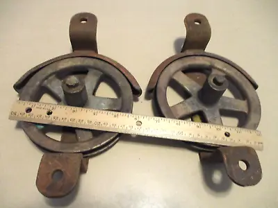 Big Pair Early Rare Cast Brass-bronze & Steel Pulleys Industrial-marine-farm • $249.95