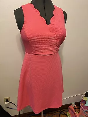 Elle Women Pink Casual Dress 6 Coral Color Zip Down Back • $8.95