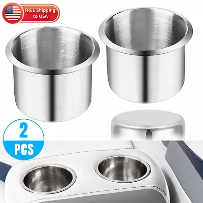 2x Stainless Steel Cup Drink Holders For Marine Boat Yacht Car Truck Camper RV • $9.48