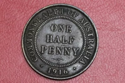 * 1916 Half Penny Nice Condition The Coin Imaged Is What You Get #msa09 • $1.50