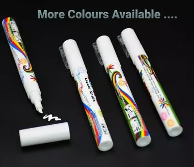 £2.99 • Buy Chalk Pen White & Coloured Liquid Blackboard Black Sign Wedding Note Board Glass