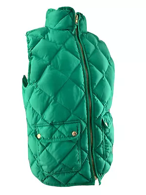 J Crew Excursion Quilted Vest Gold Zipper Emerald Green St Patricks Day Sz M • $39.99