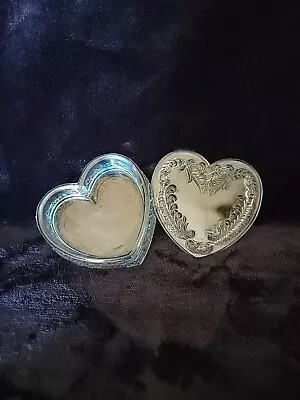 Blue Vaseline Uranium Glass Heart Shape Powder Makeup Box Jewelry Selenium Dish • $10