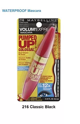 Maybelline Volum Express Pumped UpColossal Waterproof Mascara Classic Black • $10.44