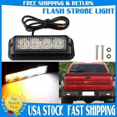 4LED Amber White Truck Car Emergency Beacon Warning Hazard Flash Strobe Light.. • $11.99