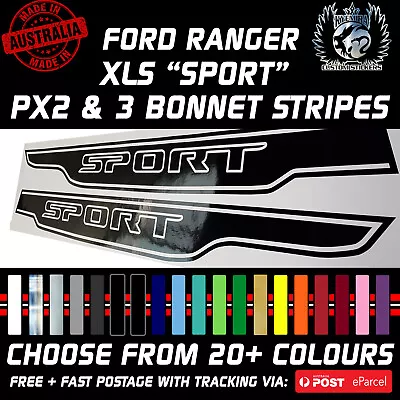 PAIR Ford RANGER XLS SPORT 2015on PX2 & PX3 SPORT BONNET STRIPES / STICKERS • $56