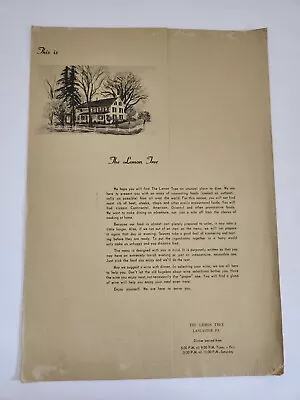 Vintage Menu LEMON TREE Lancaster PA Restaurant Ephemera History 1960s • $10