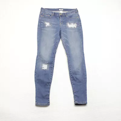 Mudd Women's Juniors Size 9 Blue Skinny Leg Distressed Medium Wash Stretch Jeans • $12.45
