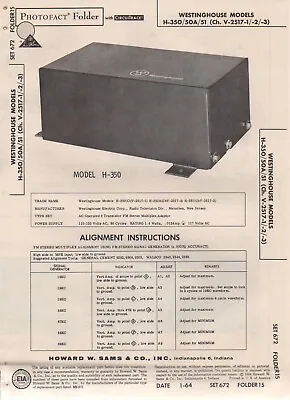 1964 Westinghouse H-350 Fm Multiplex Adaptor Service Manual H-50a H-51 Schematic • $10.99