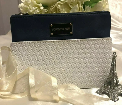 $13 • Buy Ladies  Forever New  Makeup Bag/Purse In Gorgeous Navy & White! Don't Miss Out!