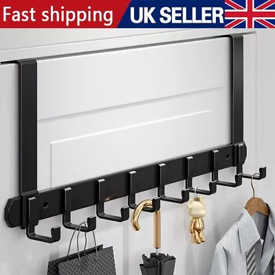 8 Hooks Over The Door Hanger Racks Organizer Clothes Storage Towel Coat Rack • £4.08