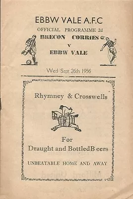 £7.50 • Buy 1956/57  EBBW VALE V BRECON CORINTHIANS