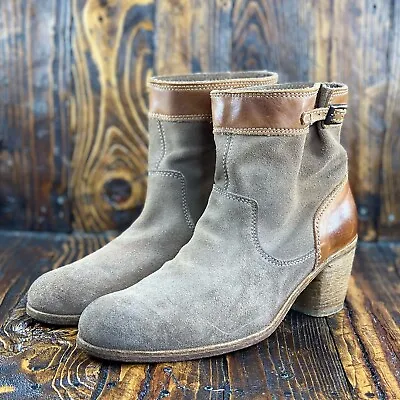 Free People Brown Suede Pull On Western Leather Ankle Boots Size EU 39 / US 9 • £56.99