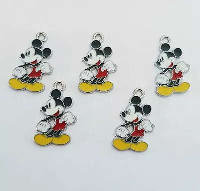 New 5 X Disney Mickey Mouse Charms Enamel Pendant Necklace Bracelet Keyring • £4