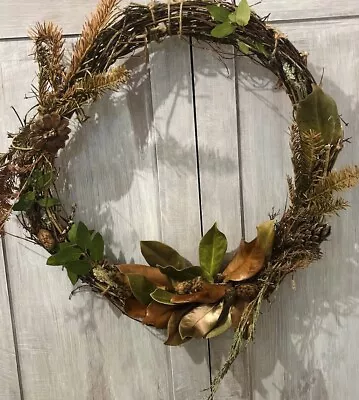 Handmade Magnolia Grapevine Wreath • $57